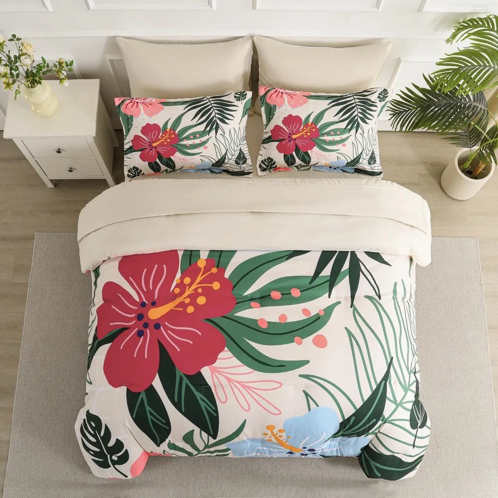 7 Piece Bed In A Bag Reversible Comforter Set Floral