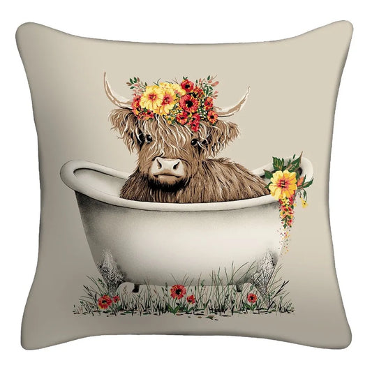 Highland Cow Outdoor Throw Pillow for Stylish Decor