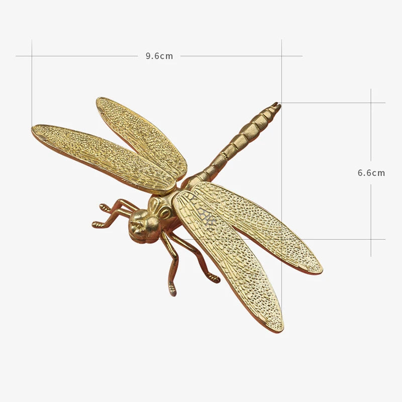 Brass Dragonfly Figurines Removable Wings Desk Ornament