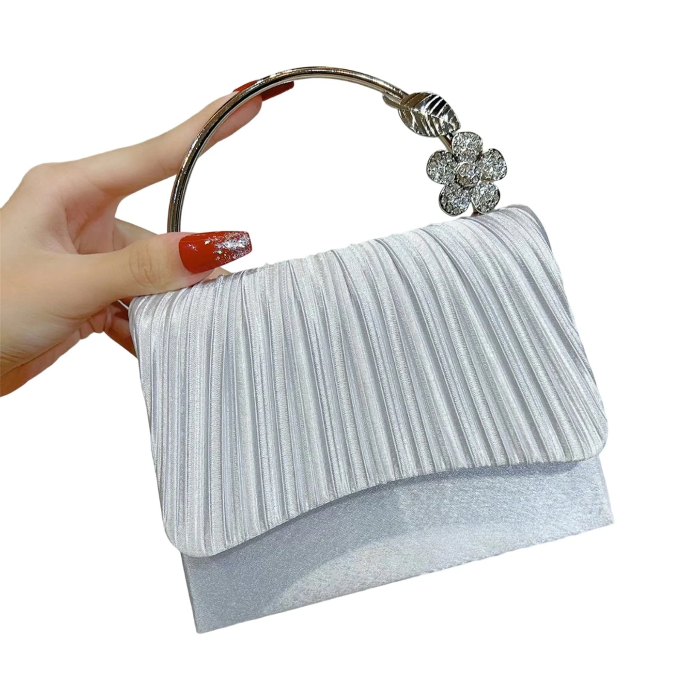 Crystal Embellished Velvet Evening Clutch With Detachable Chain Strap