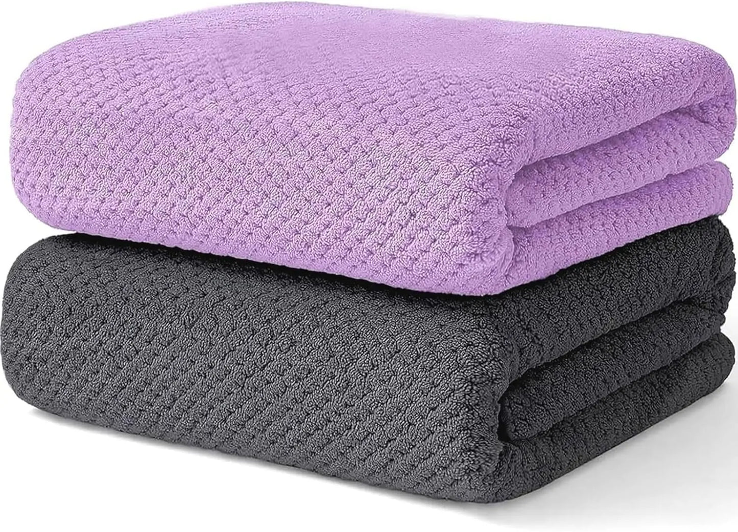 Two Pack Waffle Bath Towel Set Super Soft Highly Absorbent