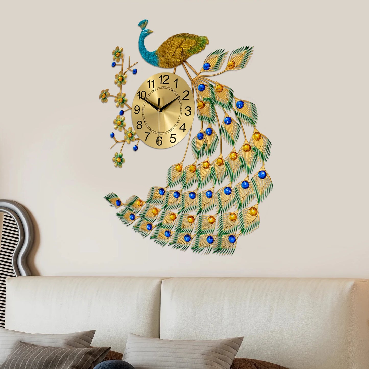 Peacock Wall Clock Modern Art Wall Decor Digital Clock for Living Room Exquisite Gift
