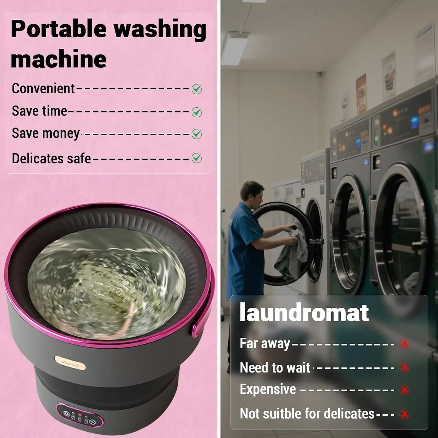 Portable Foldable Mini Washing Machine With Spin Basket Four Modes