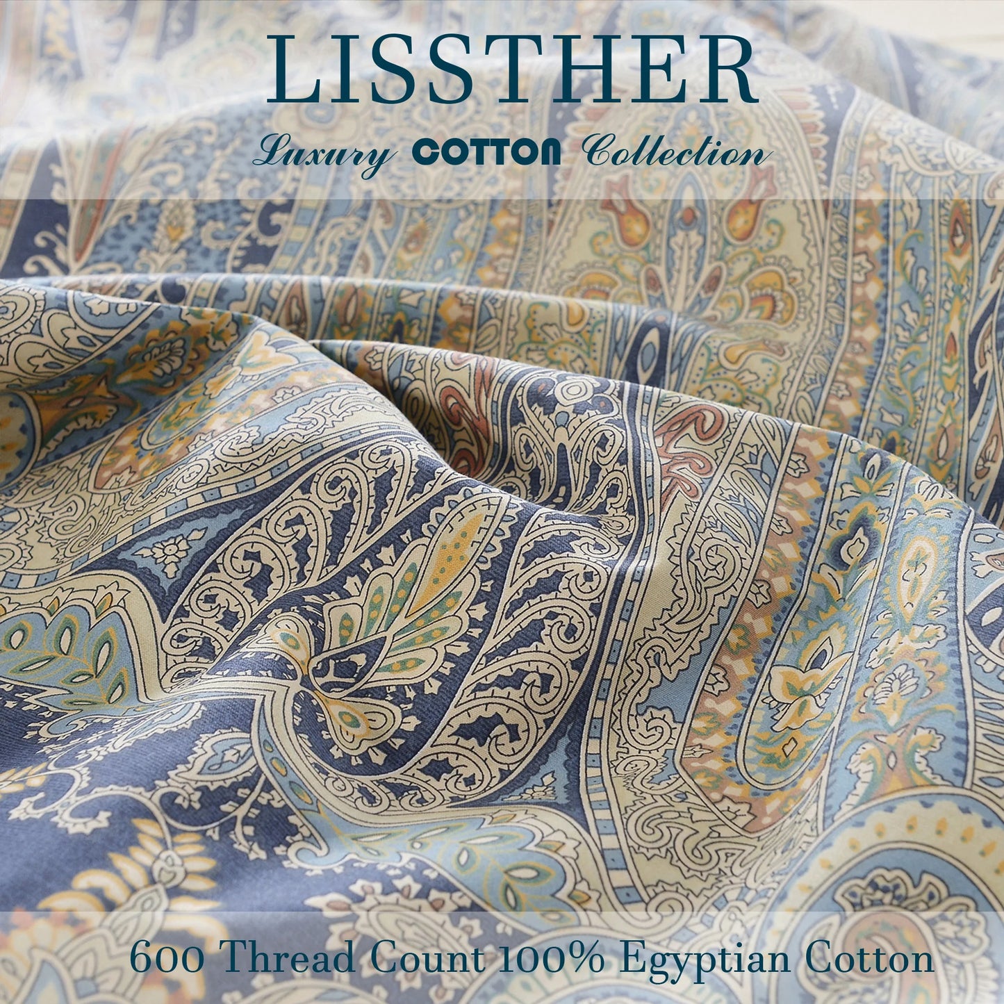 Egyptian Cotton Duvet Cover Set Vintage Paisley Pattern