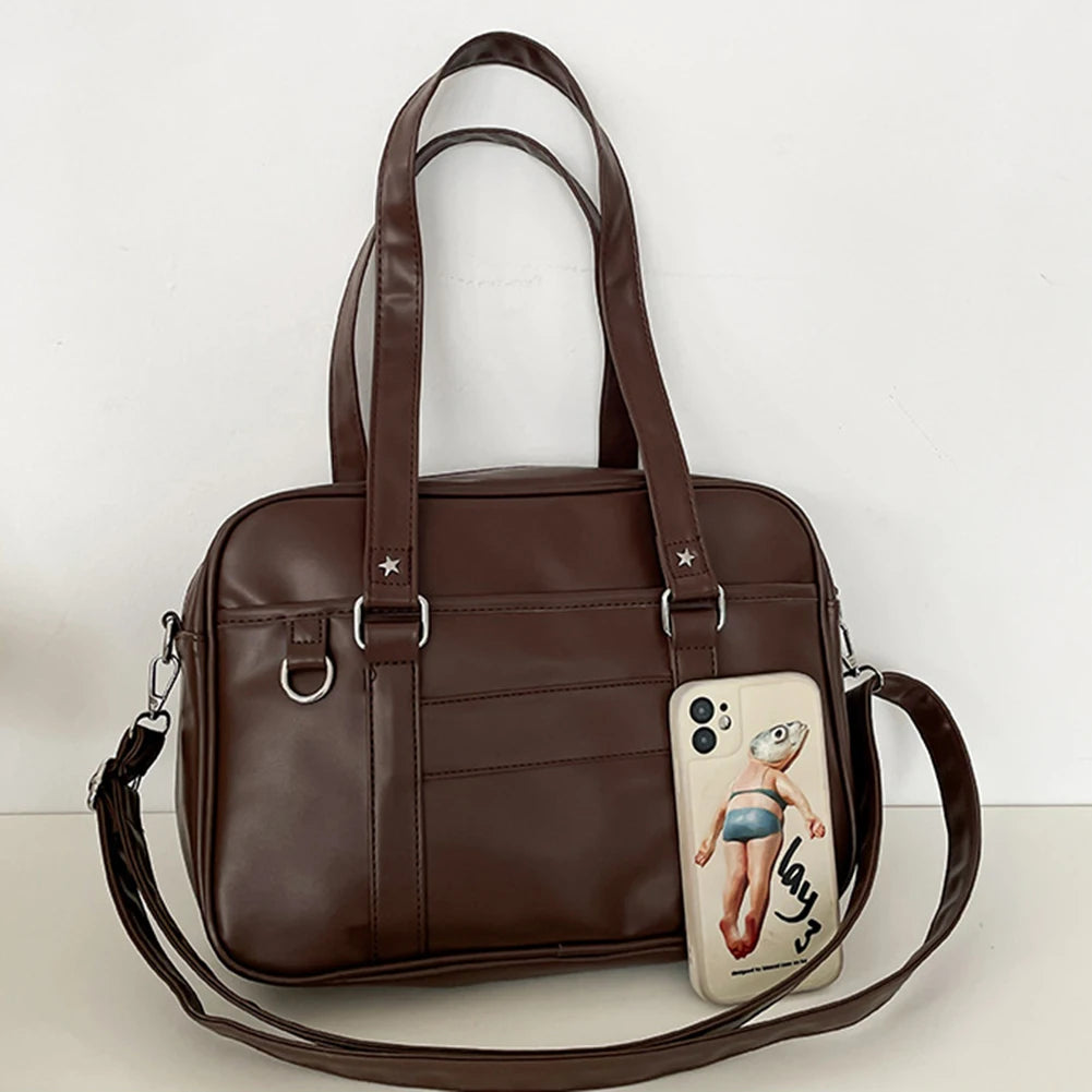 Japanese School PU Leather Ita Bag Crossbody With Adjustable Strap Messenger Bag