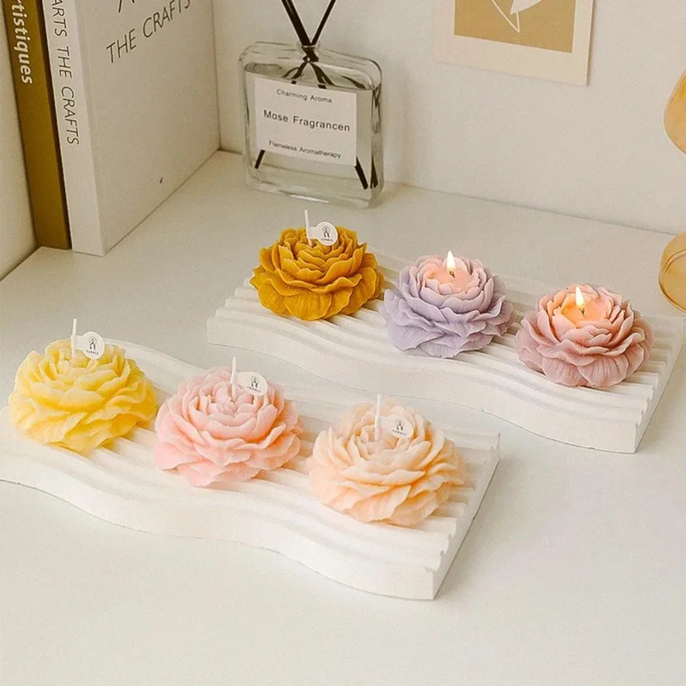 3D Peony Aromatherapy Candle Creative Flower Shape Wedding Decor Gift