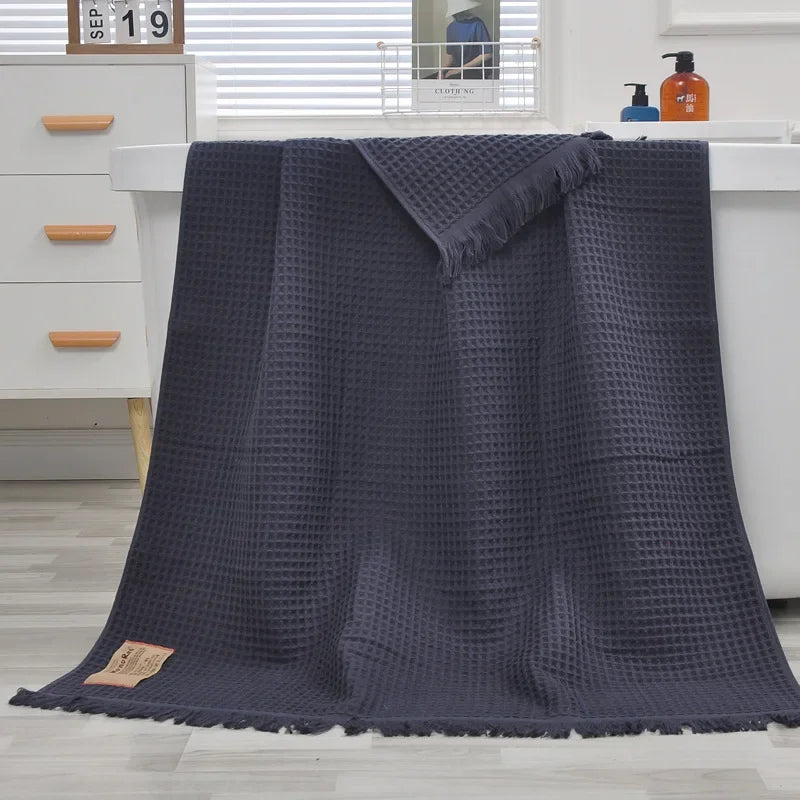Organic Cotton Waffle Bath Towels For Adults And Guests