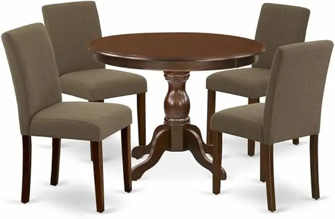 Five Piece Dining Set With Round Pedestal Table And Chairs