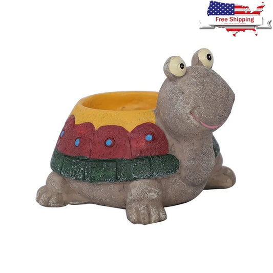 Resin Turtle Planter Cute Desk Decor For Home Garden
