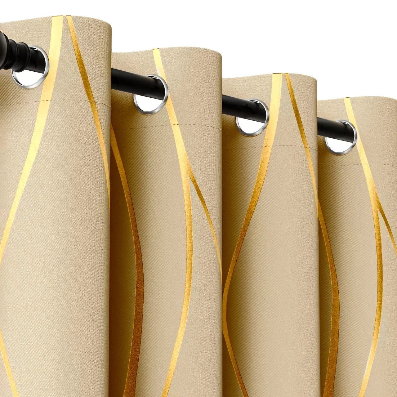 Dual Panel Wave Circle Blackout Curtains For Living Room Bedroom