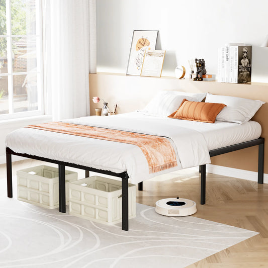 Durable Metal Platform Bed Frame With Sturdy Slat Support