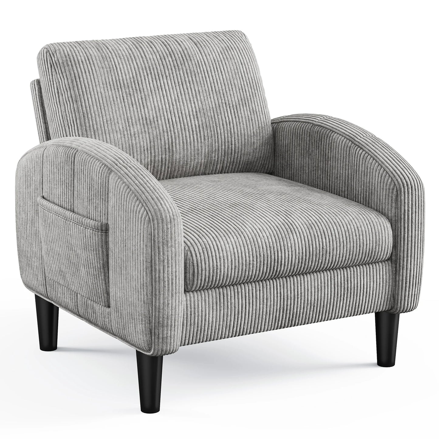 EnHomee Modern Armchair With Side Pockets And Metal Frame