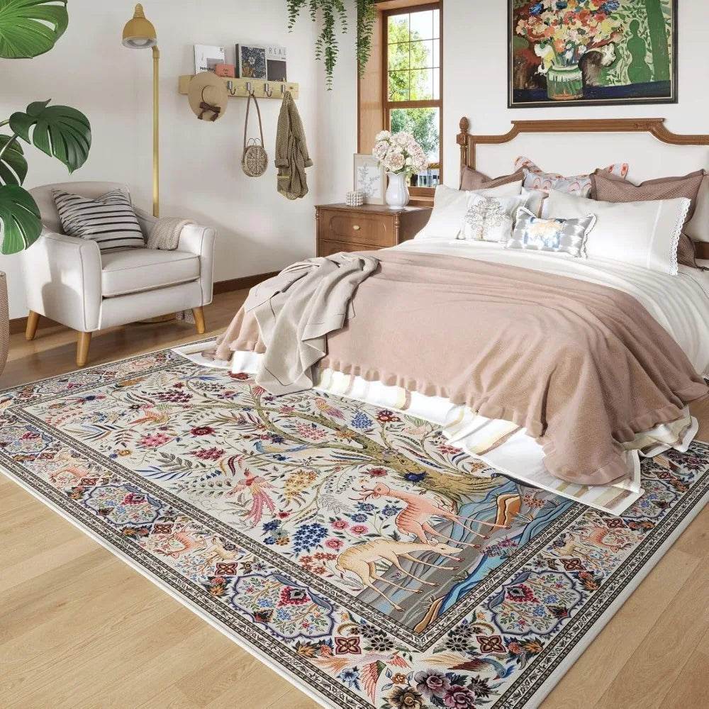 Tree Of Life Area Rug Non Slip Washable Braided Design