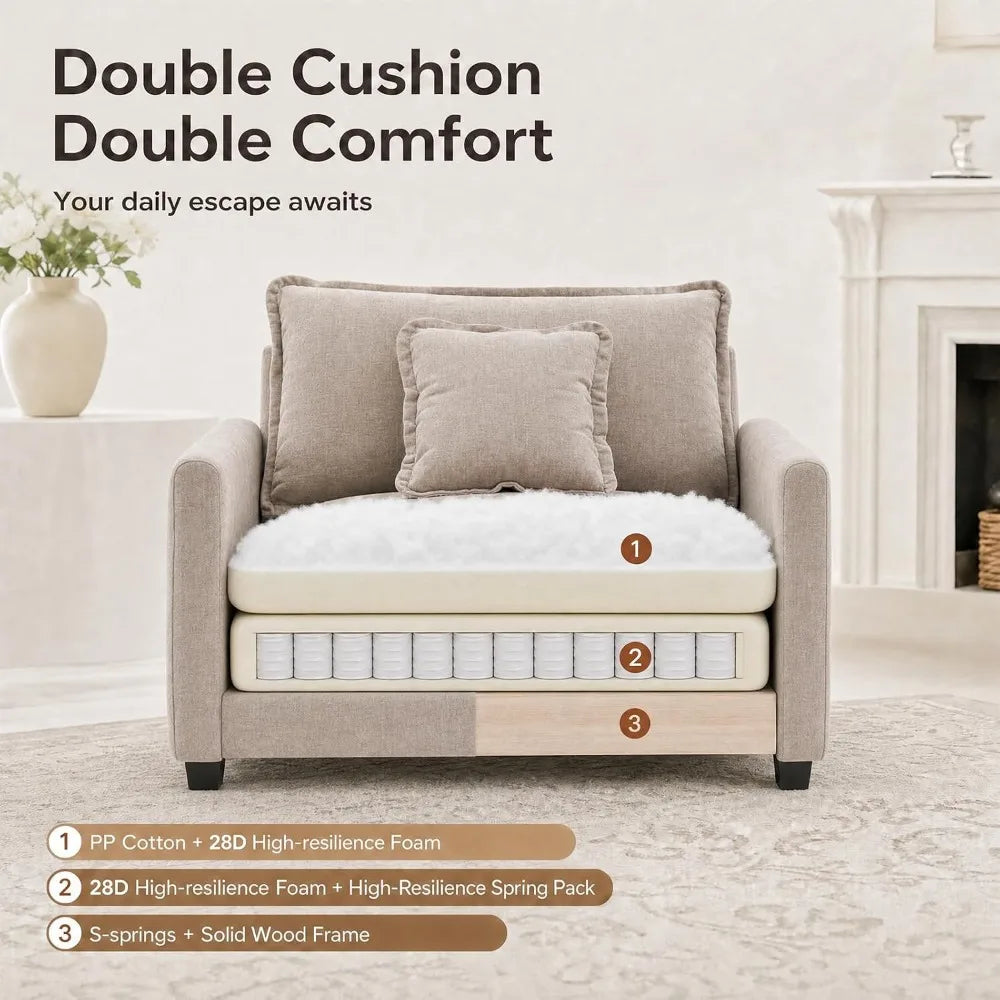 Chenille Upholstered Chair With Ottoman Luxury Accent Sofa