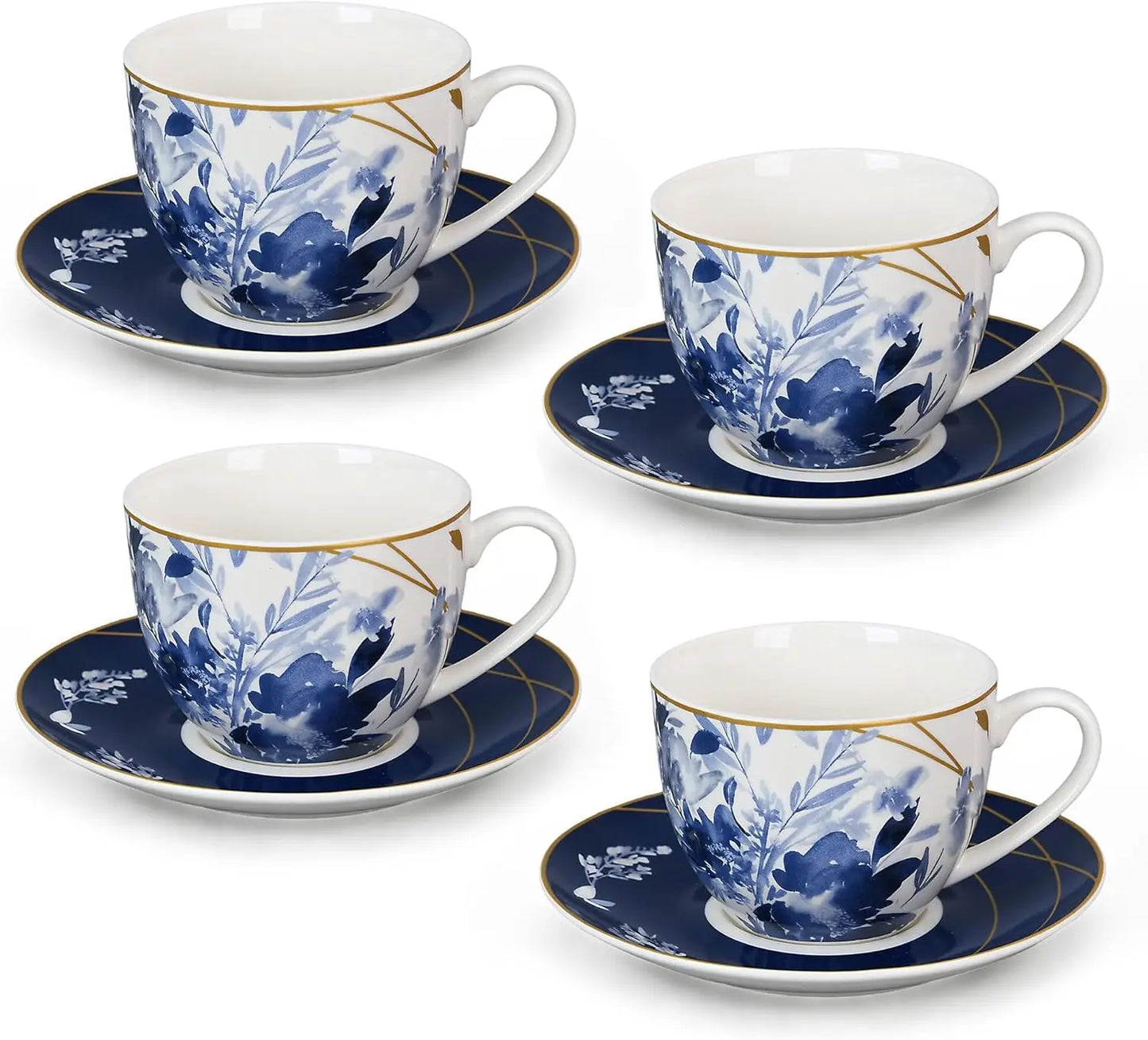 Bone China Dinnerware Set for Four with Reactive Glaze and Chip Resistant Oven Safe