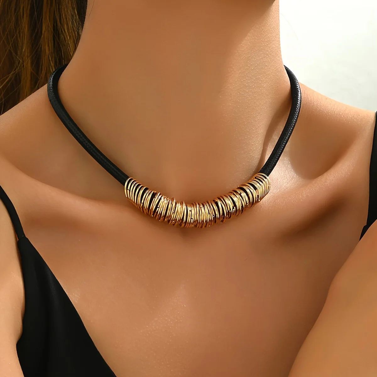 Hypoallergenic Leather Layered Necklace for Women Adjustable Jewelry