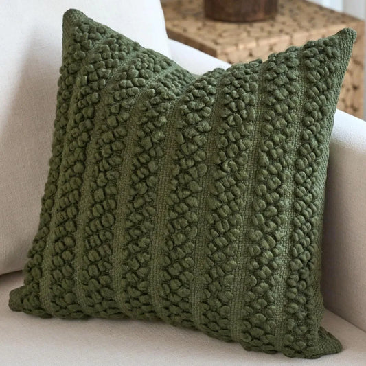 Lux Wool Blend Throw Pillow Cover With Textured Square Design