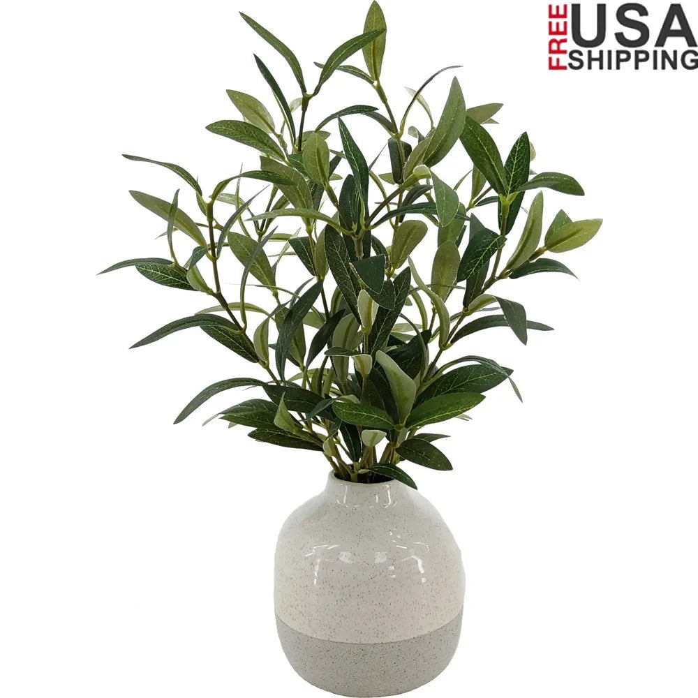 Artificial Olive Plant In Ceramic Vase Tabletop Decor