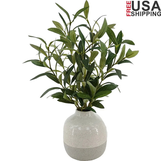 Artificial Olive Plant In Ceramic Vase Tabletop Decor