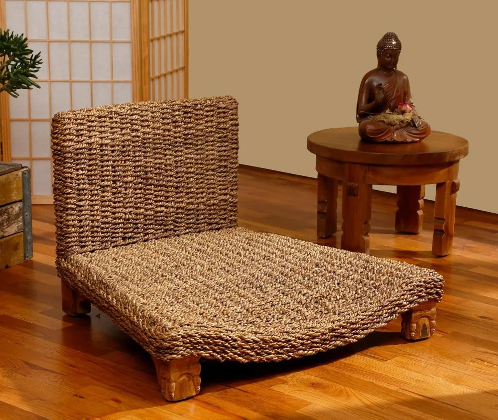 Serenity Meditation Floor Chair Seagrass Mangowood Frame
