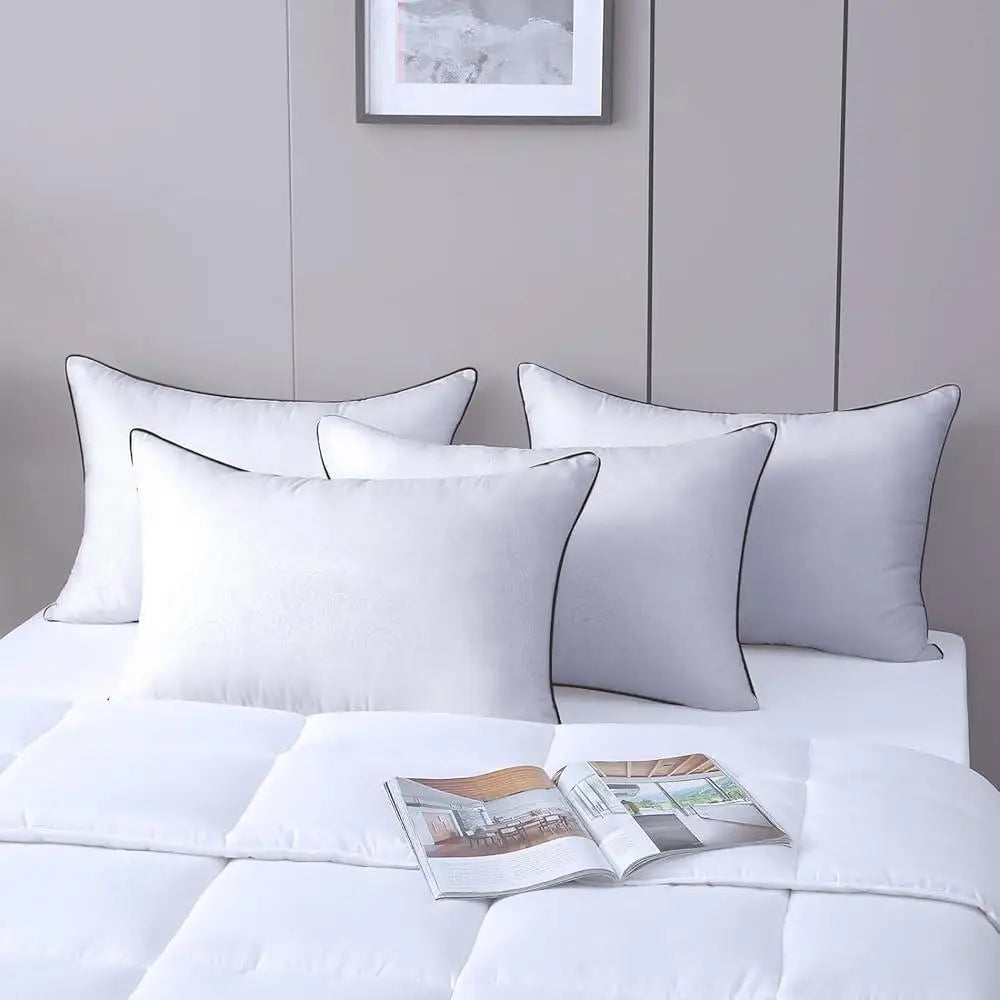 King Size Pillows Set of 4 Soft Supportive Down Alternative Filling Breathable Machine Washable Quality Sleeping Pillows