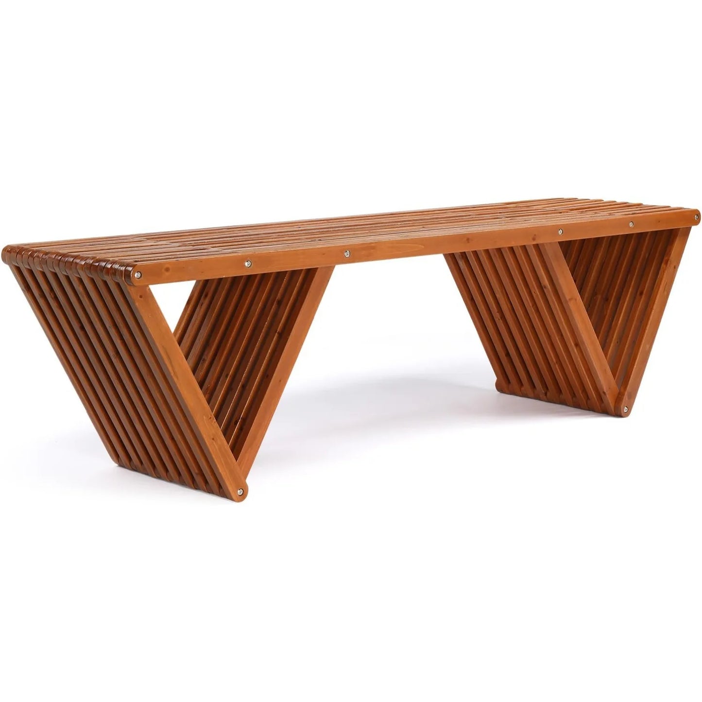 Outdoor Wooden Bench For Patio And Garden Backless Seating