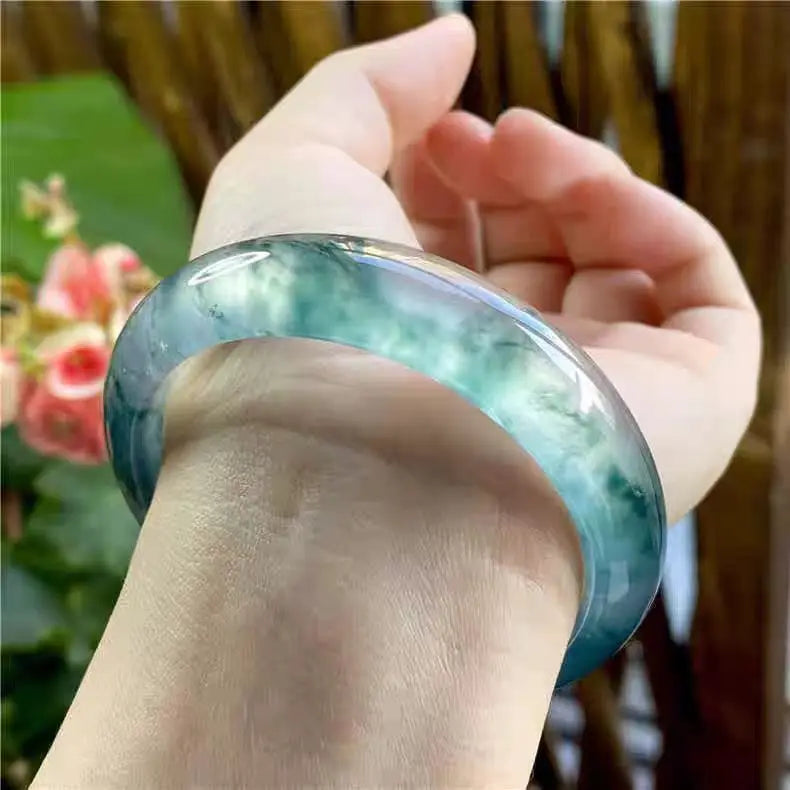 Dulong Jade Ice Floating Flower Bracelet Jadeite Quartzite Jewelry