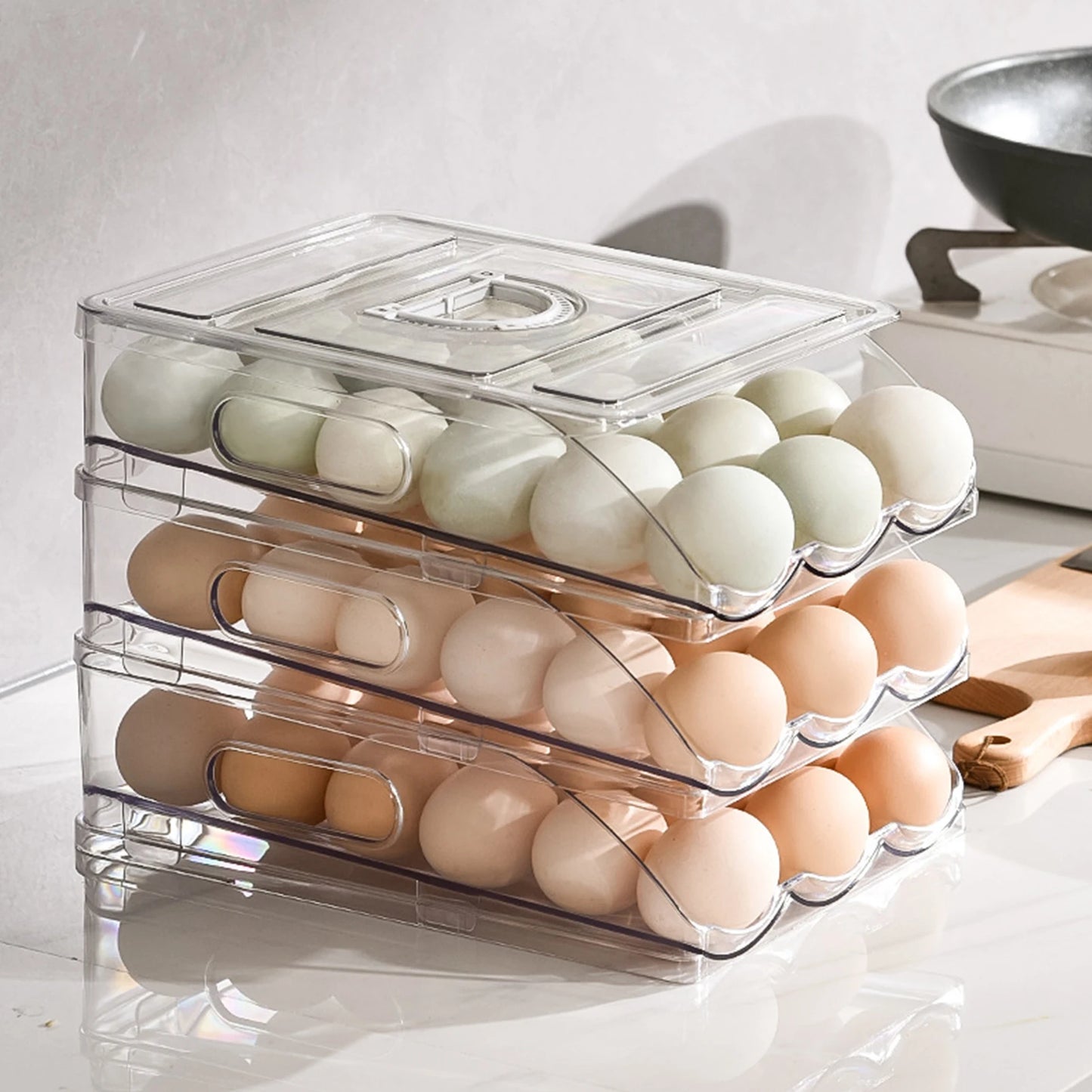 Automatic Egg Organizer Storage Box for Freshness and Convenience