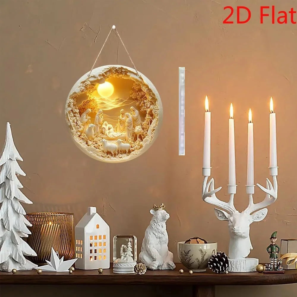 Elegant Handcrafted Bohemian Nativity Wall Hanging With Ornamental Floral Decorative