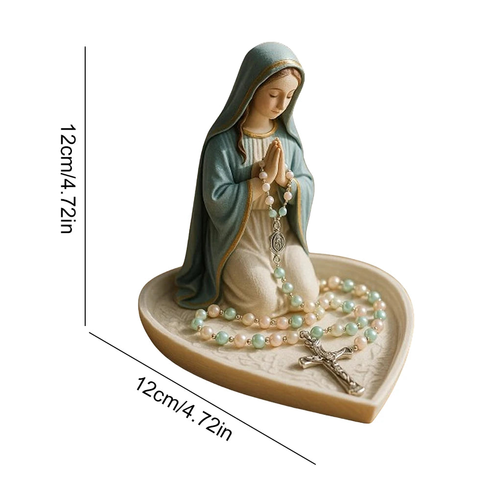 Virgin Mary Rosary Holder Statue Resin Our Lady Prayer Box