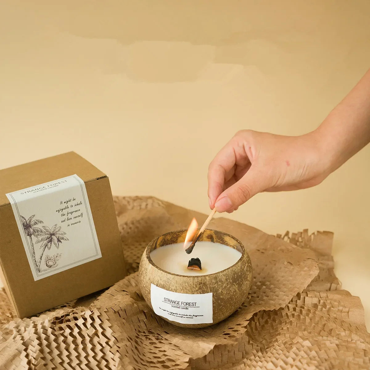 Handmade Soy Wax Scented Candles Coconut Shell Gift Set