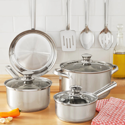 10 Piece Nonstick Stainless Steel Cookware Set For Everyday Cooking