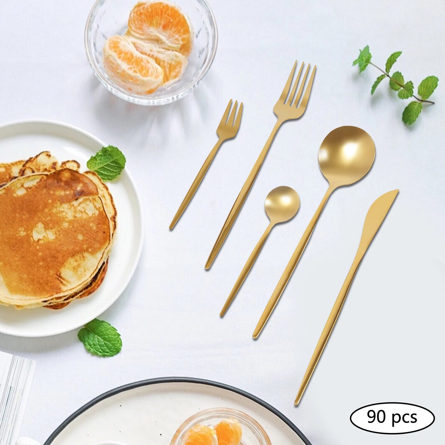 Gold Flatware Set Stainless Steel Utensils for Dining Elegance