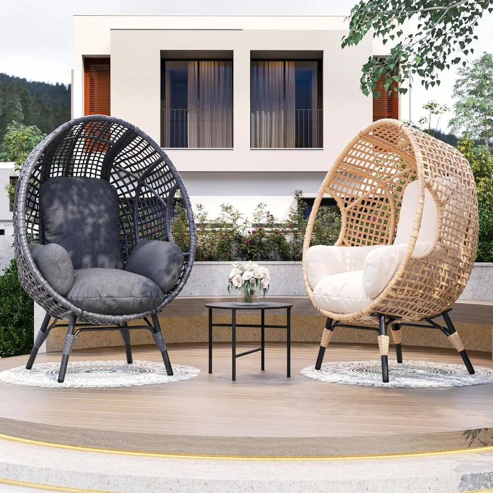 Wicker Egg Chair Rattan Indoor Outdoor Lounge With Cushion