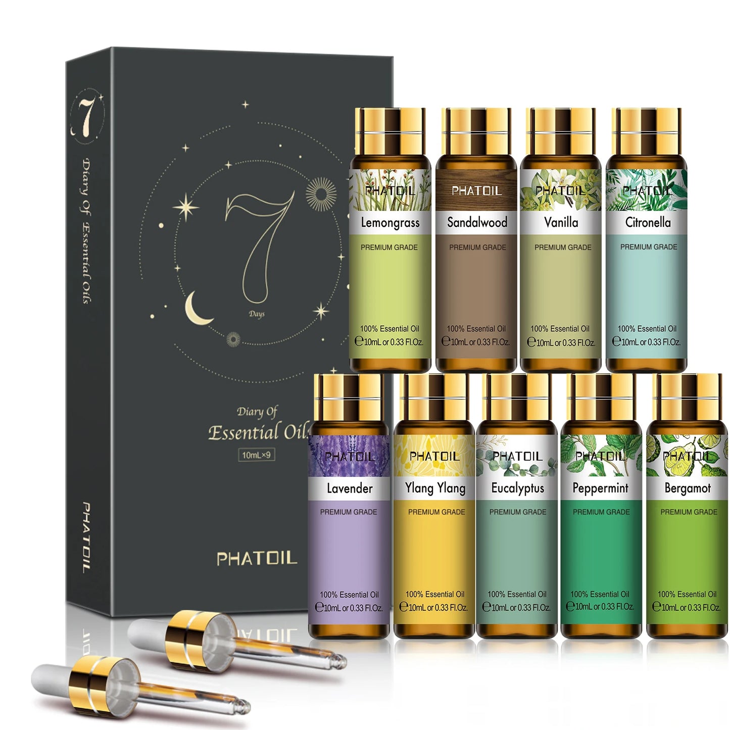 Pure Essential Oils Gift Set With Vanilla Sandalwood Neroli Helichrysum