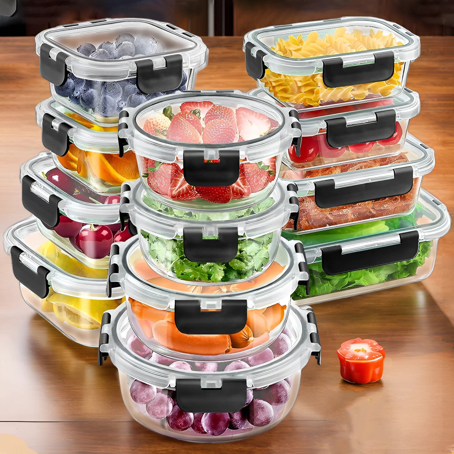 Glass Lunch Box Set 12 Pcs Airtight Meal Prep Containers