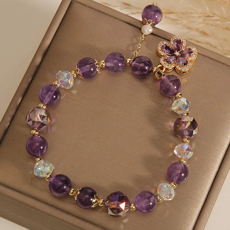 Natural Amethyst Bracelet for Women Handmade Boho Chic Jewelry