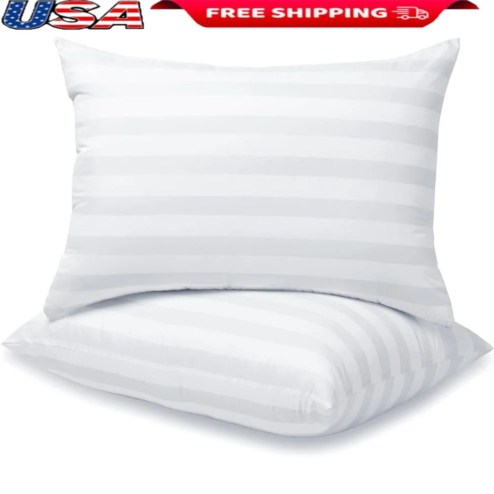 Queen Pillows Set of 2 Soft 3D Down Alternative Fiber Filling Hotel Collection Fluffy Bed Pillows for All Sleep Positions