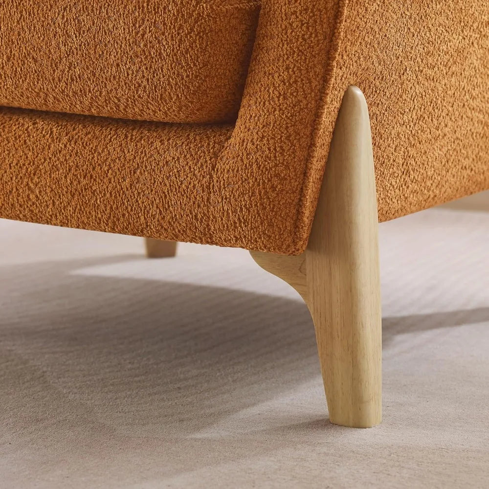 Boucle Upholstered Reading Accent Chair With Back Pillow Living Room