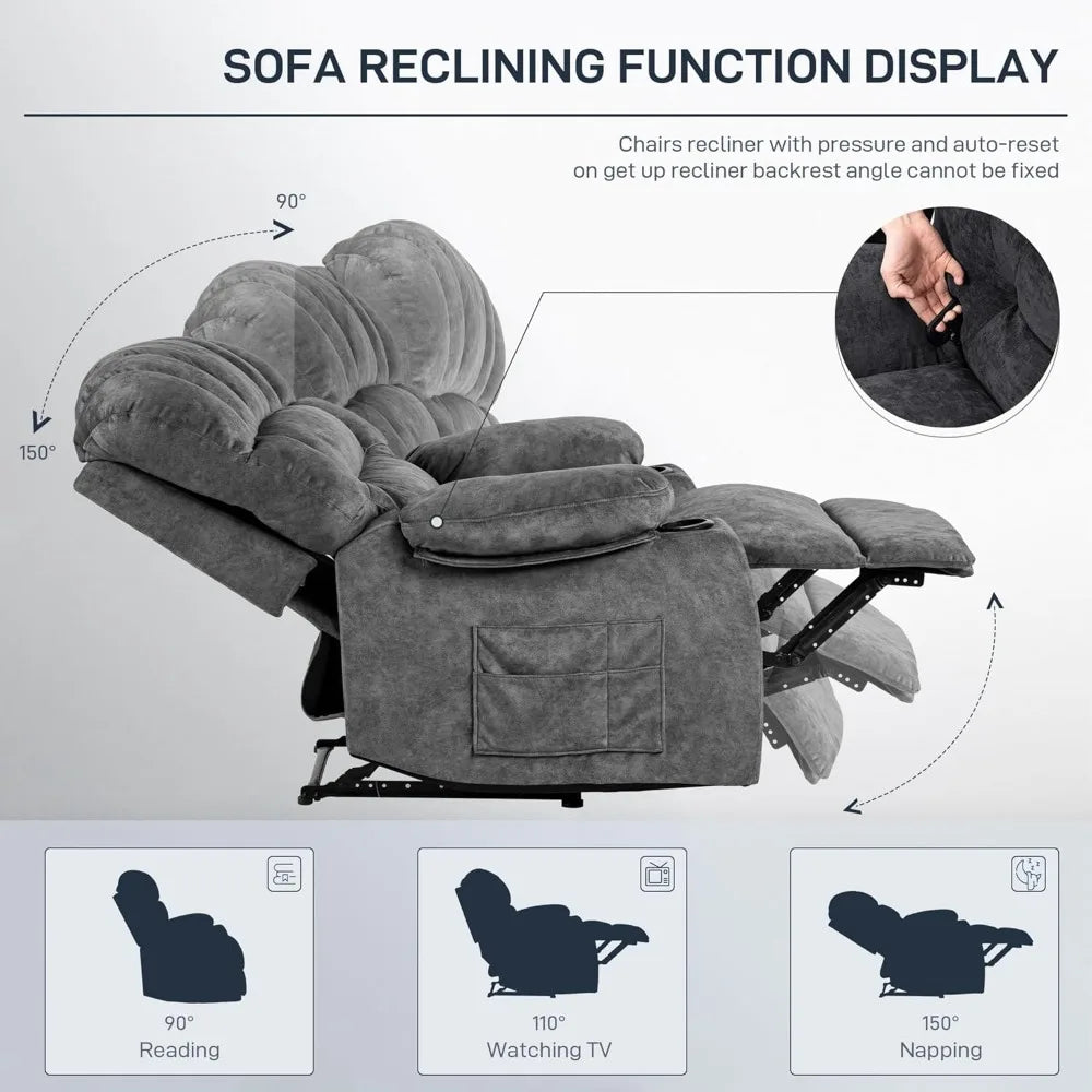 Modern Ergonomic Recliner Chair With Foam Filling Cupholders