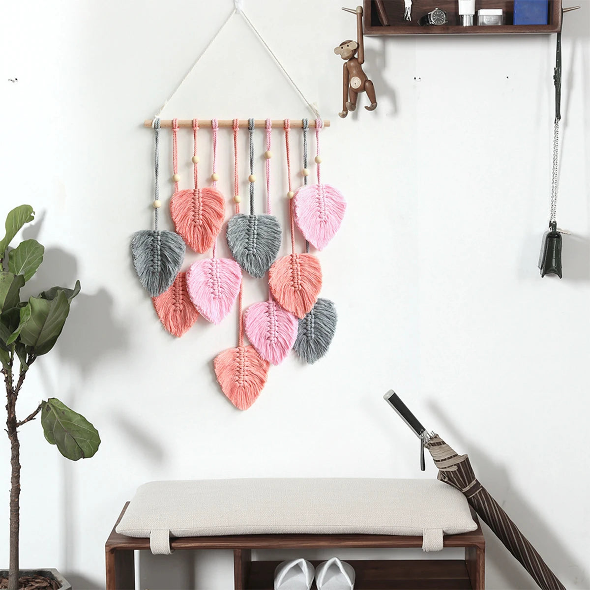 Bohemian Handwoven Leaf Pendant for Living Room and Bedroom Decor