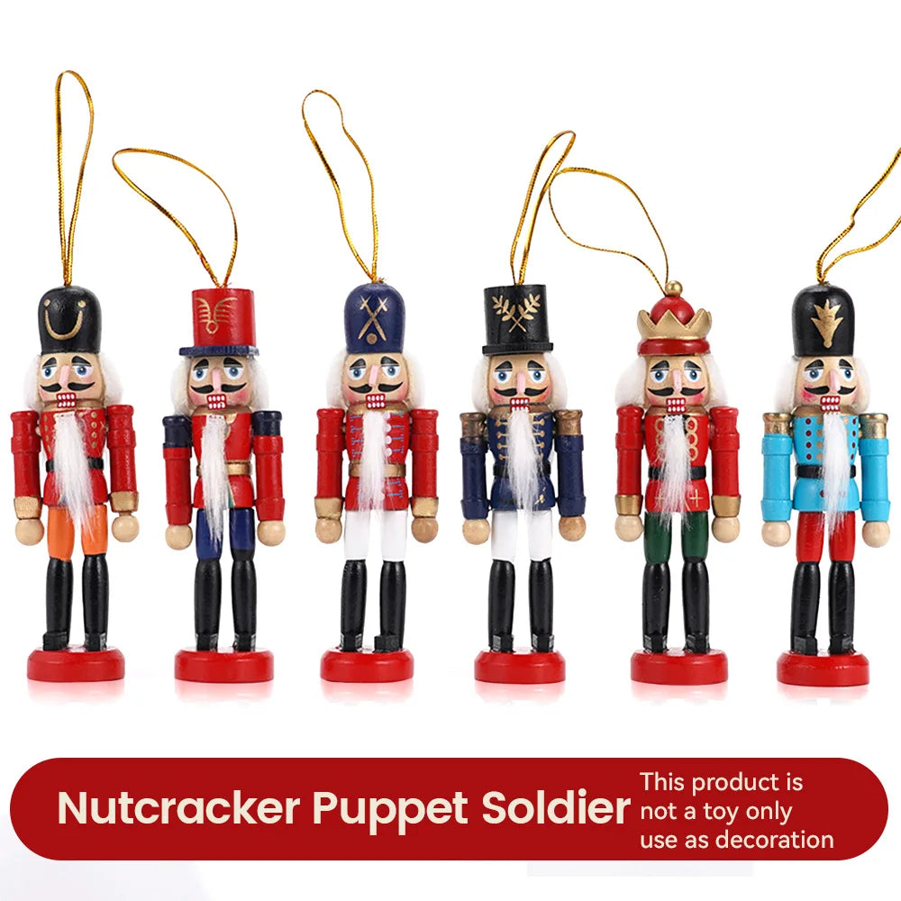 Nutcracker Doll Set Wooden Soldier Puppets Christmas Decor