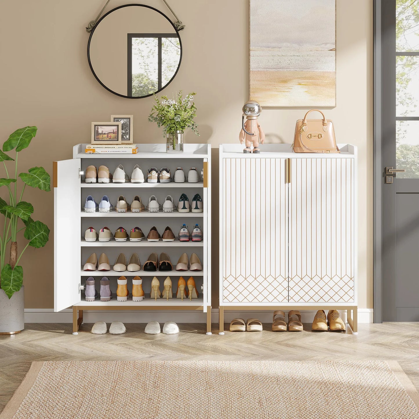 Tribesigns Five-Tier Shoe Cabinet With Doors For Bedroom Hallway