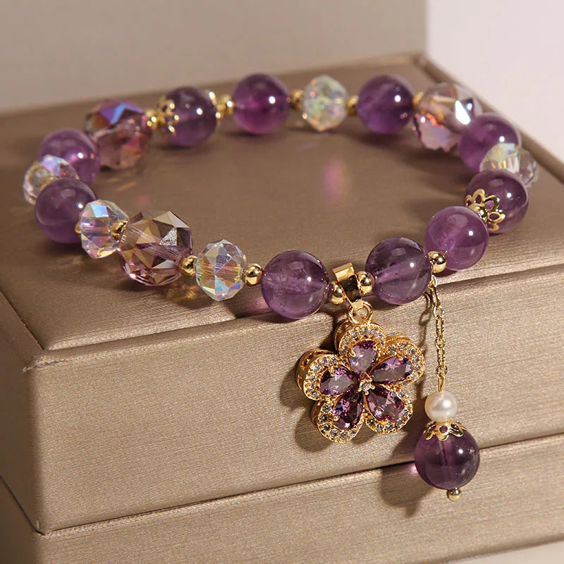 Natural Amethyst Bracelet for Women Handmade Boho Chic Jewelry