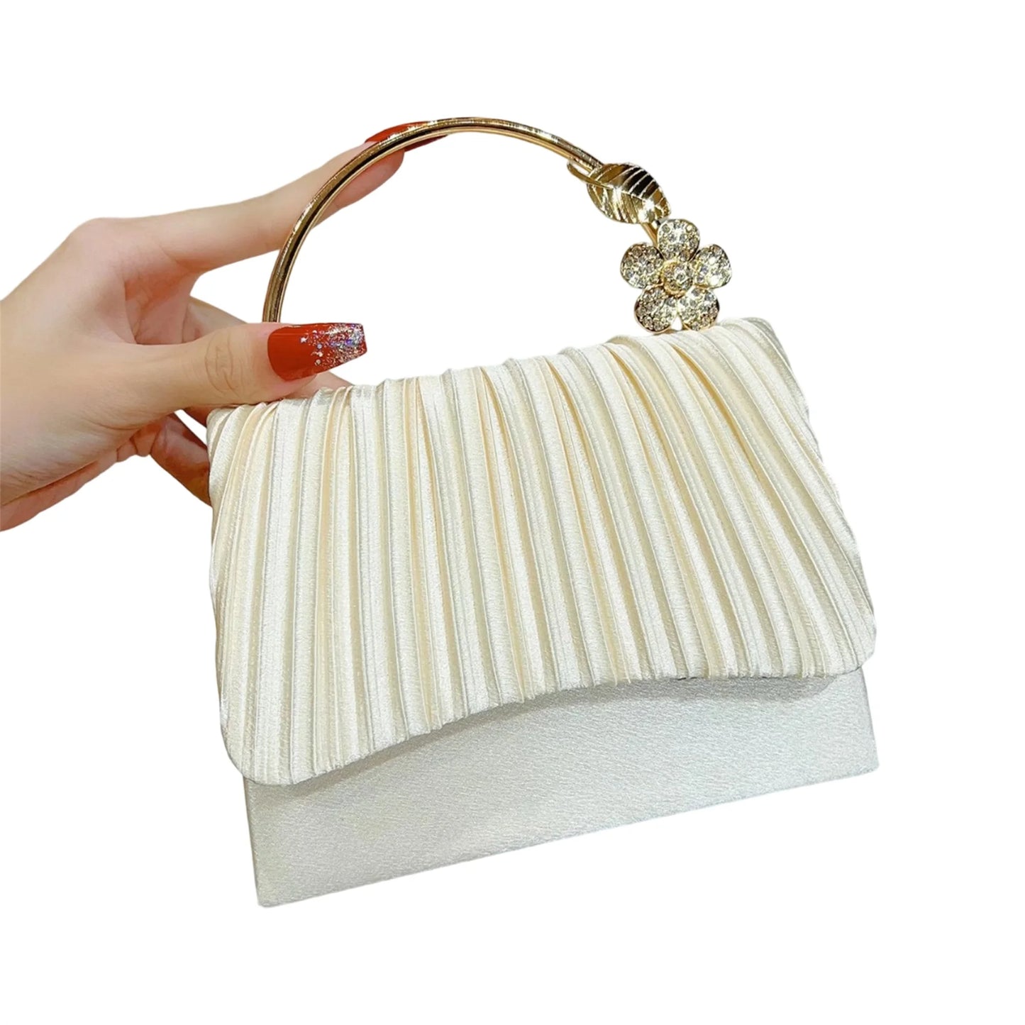 Crystal Embellished Velvet Evening Clutch With Detachable Chain Strap