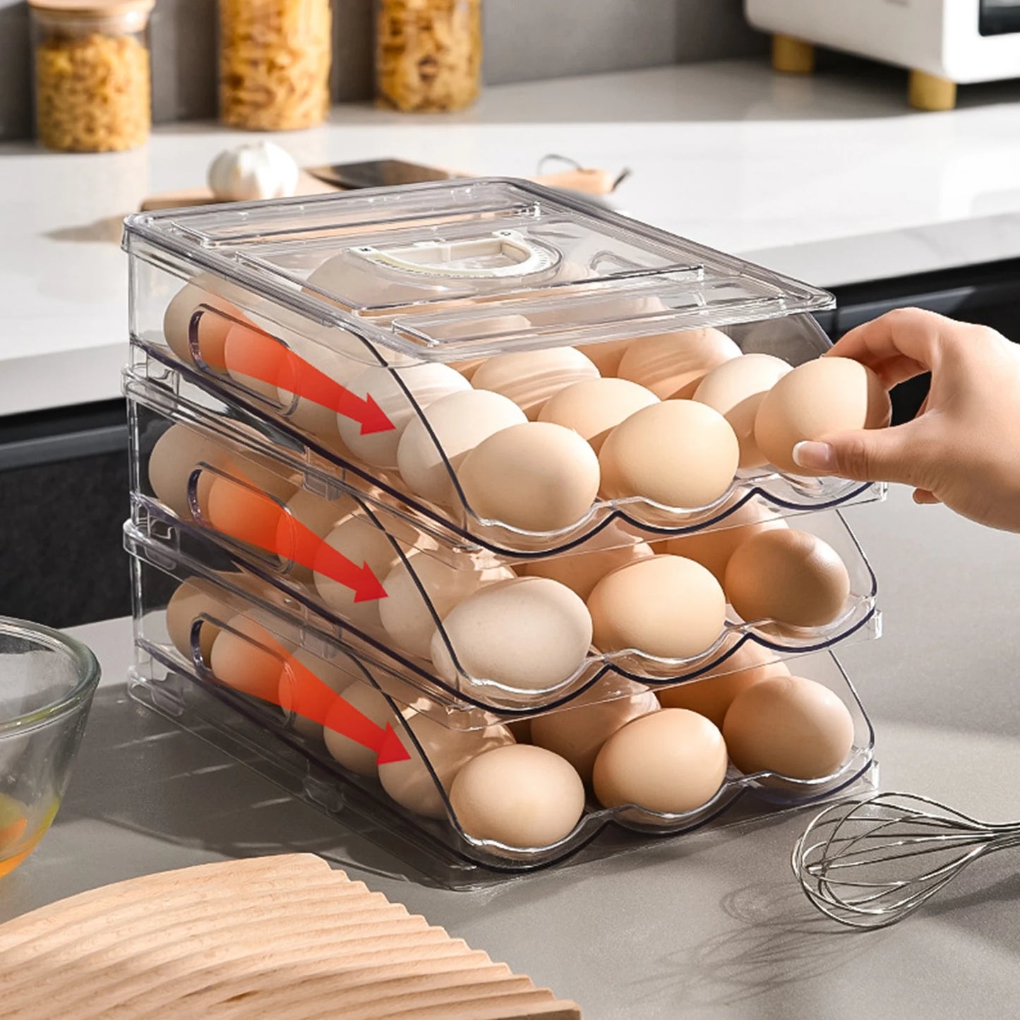 Automatic Egg Organizer Storage Box for Freshness and Convenience