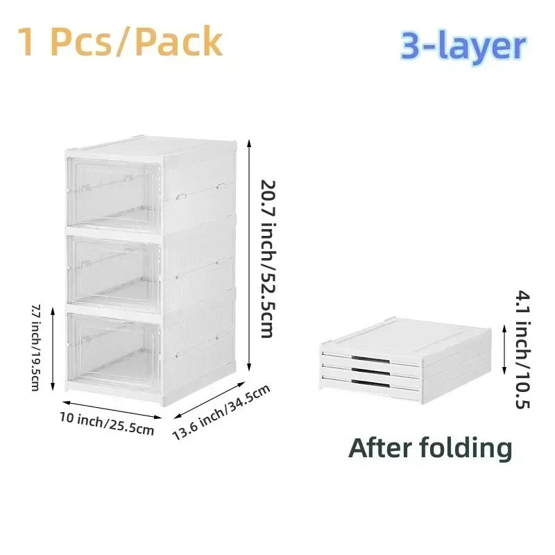 Foldable Shoe Storage Box Dustproof Stackable Organizer Cabinet