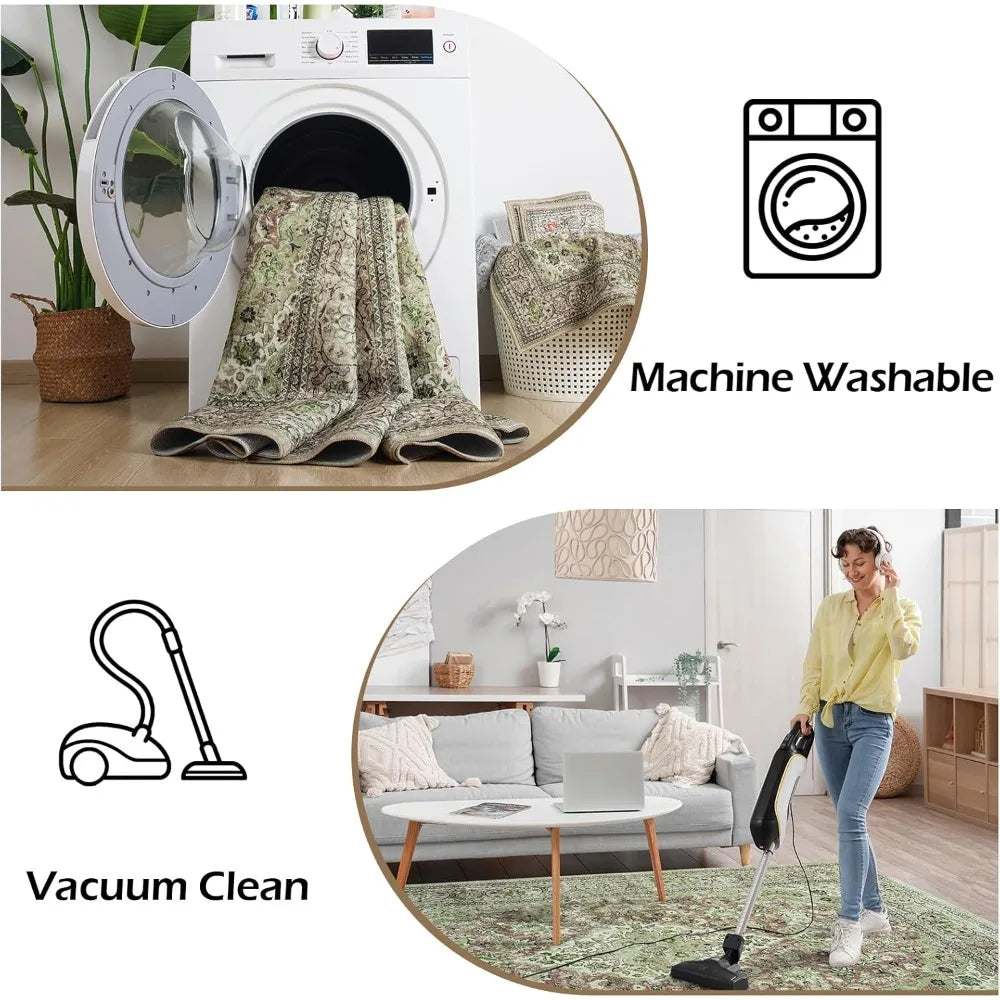 Was washable: Nonslip Indoor Area Rug For Living Rooms And Bathrooms