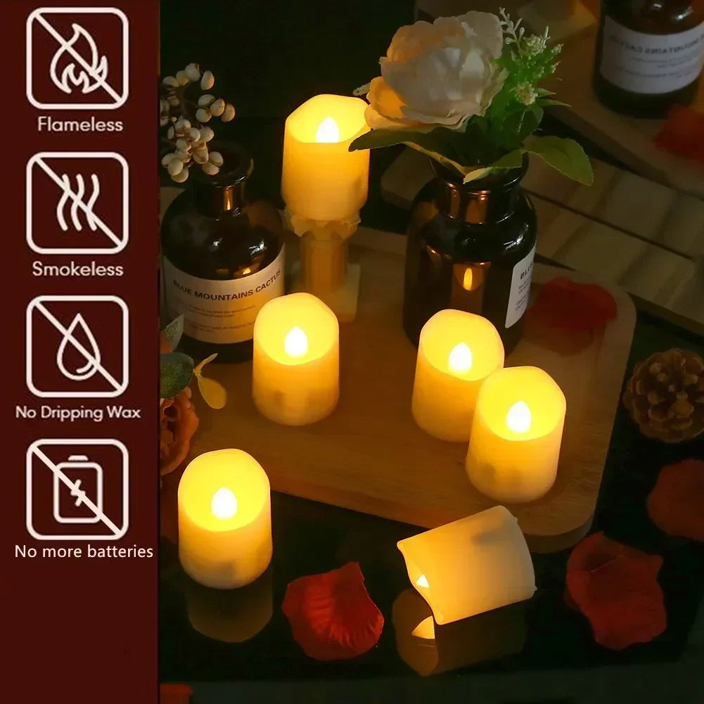 Rechargeable LED Candle Set With Timer And Flicker Flames