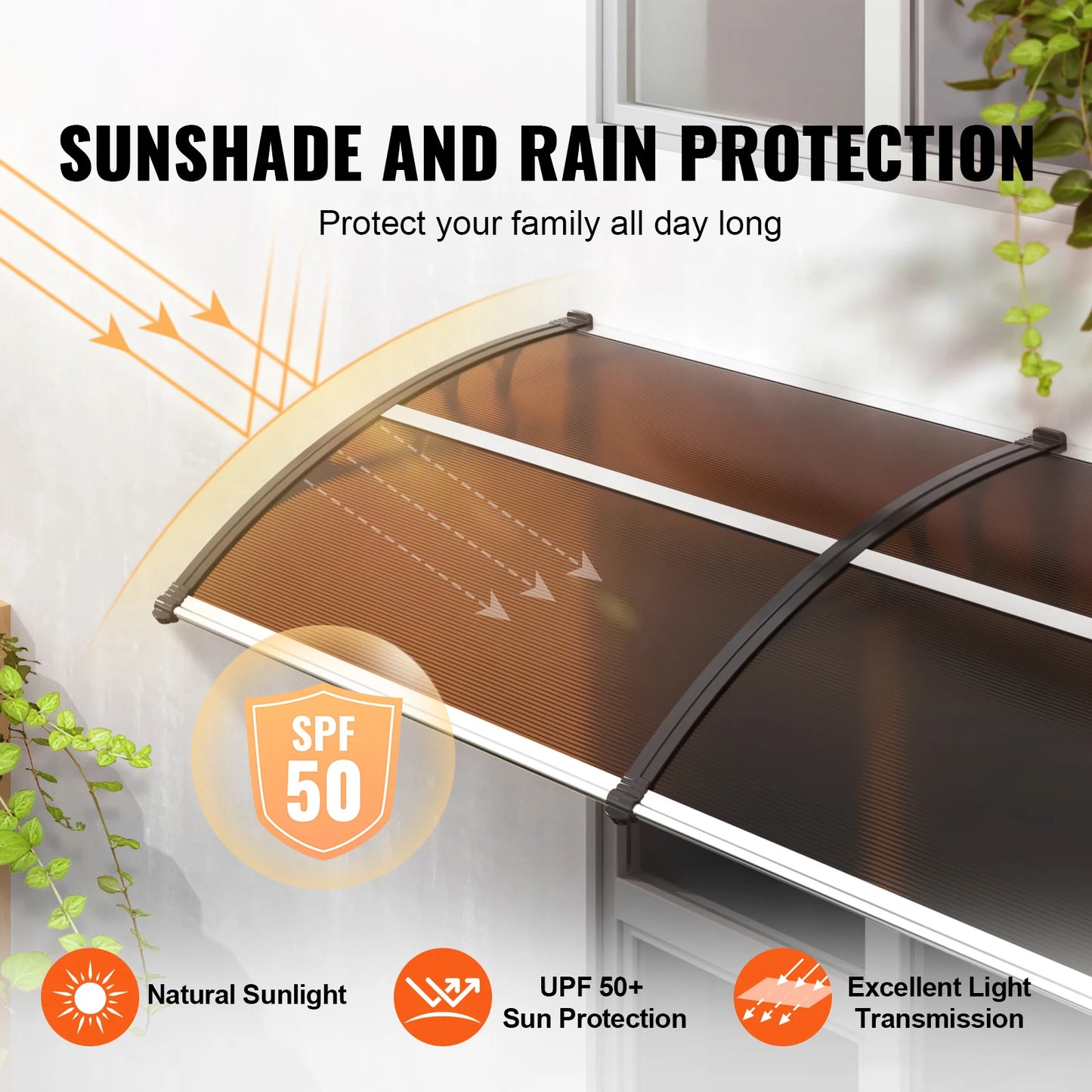 Polycarbonate Window Door Awning Canopy For Sun Protection